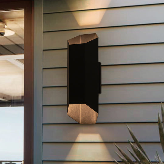 Modern Hexagonal IP54 Black Geometric LED Outdoor Wall Sconce