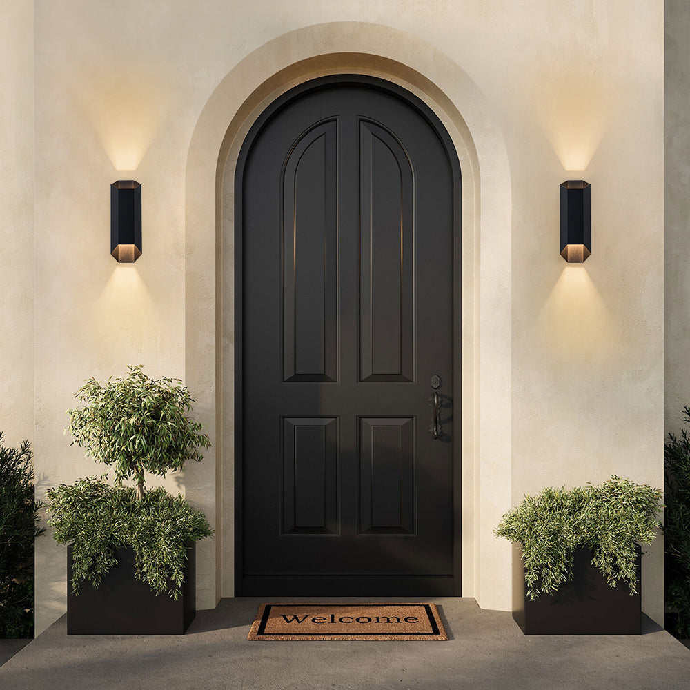 Modern Hexagonal IP54 Black Geometric LED Outdoor Wall Sconce