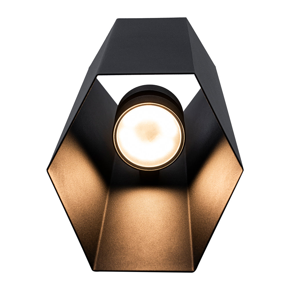 Modern Hexagonal IP54 Black Geometric LED Outdoor Wall Sconce