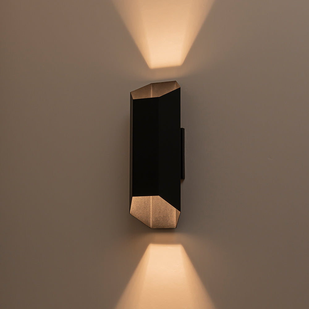 Modern Hexagonal IP54 Black Geometric LED Outdoor Wall Sconce