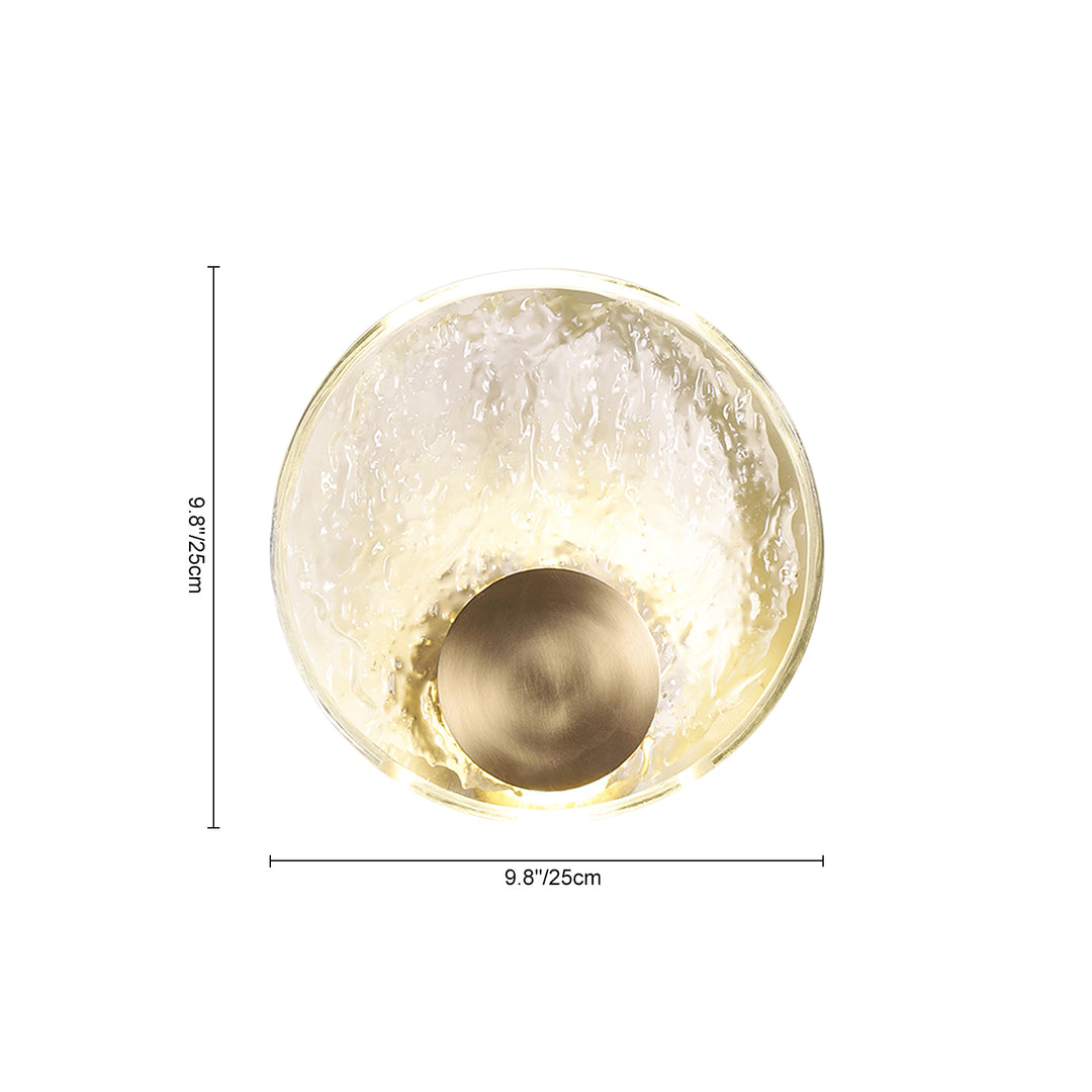 Modern Luxury 1-Light Ripple LED Water Glass Round Wall Light