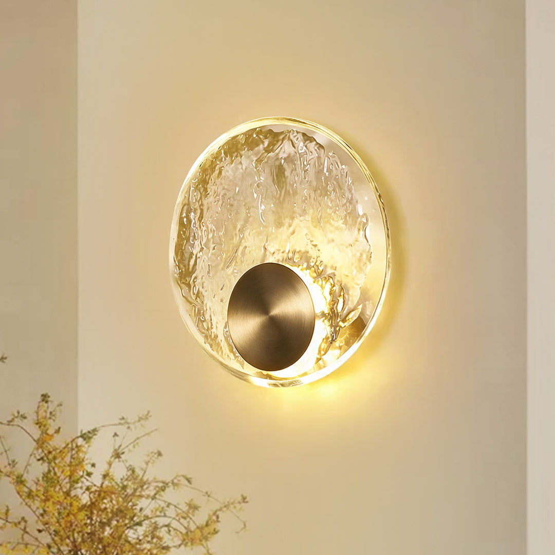 Modern Luxury 1-Light Ripple LED Water Glass Round Wall Light