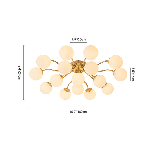 Modern Mid-Century Sputnik Glass Globe Semi Flush Mount