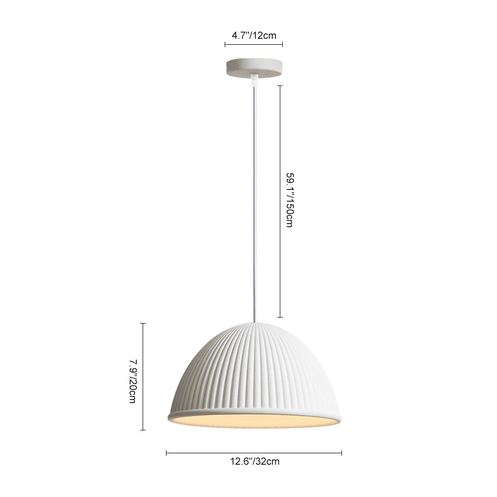 Modern Minimalist 1-Light Ribbed Resin Dome Pendant Light