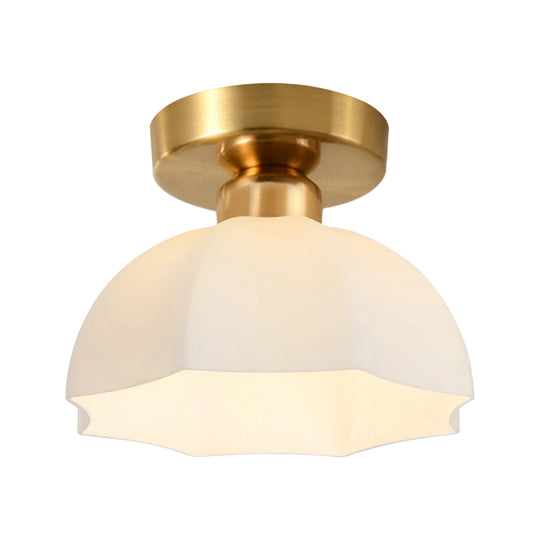 Modern Minimalist 1-Light Scalloped White Dome Shade Ceiling Light