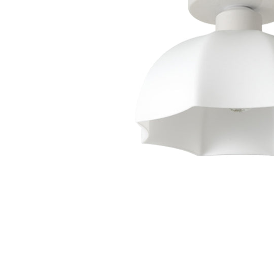 Modern Minimalist 1-Light Scalloped White Dome Shade Ceiling Light