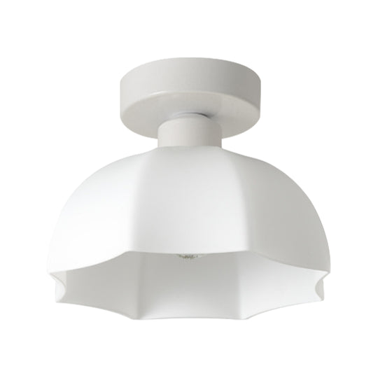 Modern Minimalist 1-Light Scalloped White Dome Shade Ceiling Light