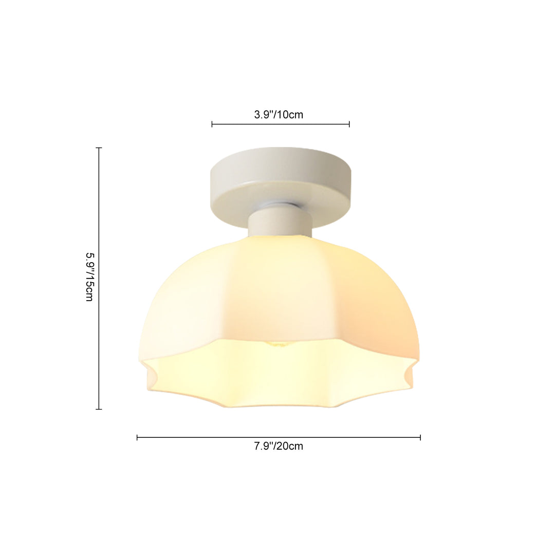 Modern Minimalist 1-Light Scalloped White Dome Shade Ceiling Light