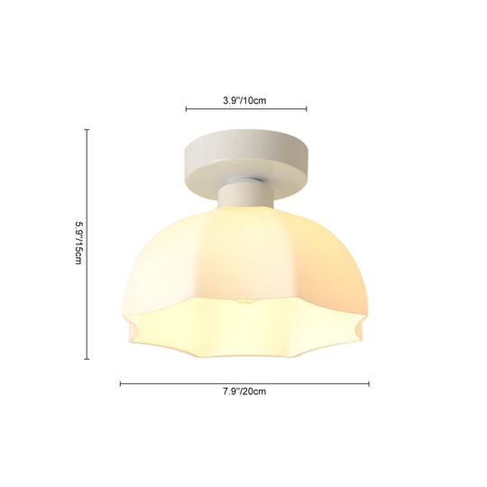 Modern Minimalist 1-Light Scalloped White Dome Shade Ceiling Light