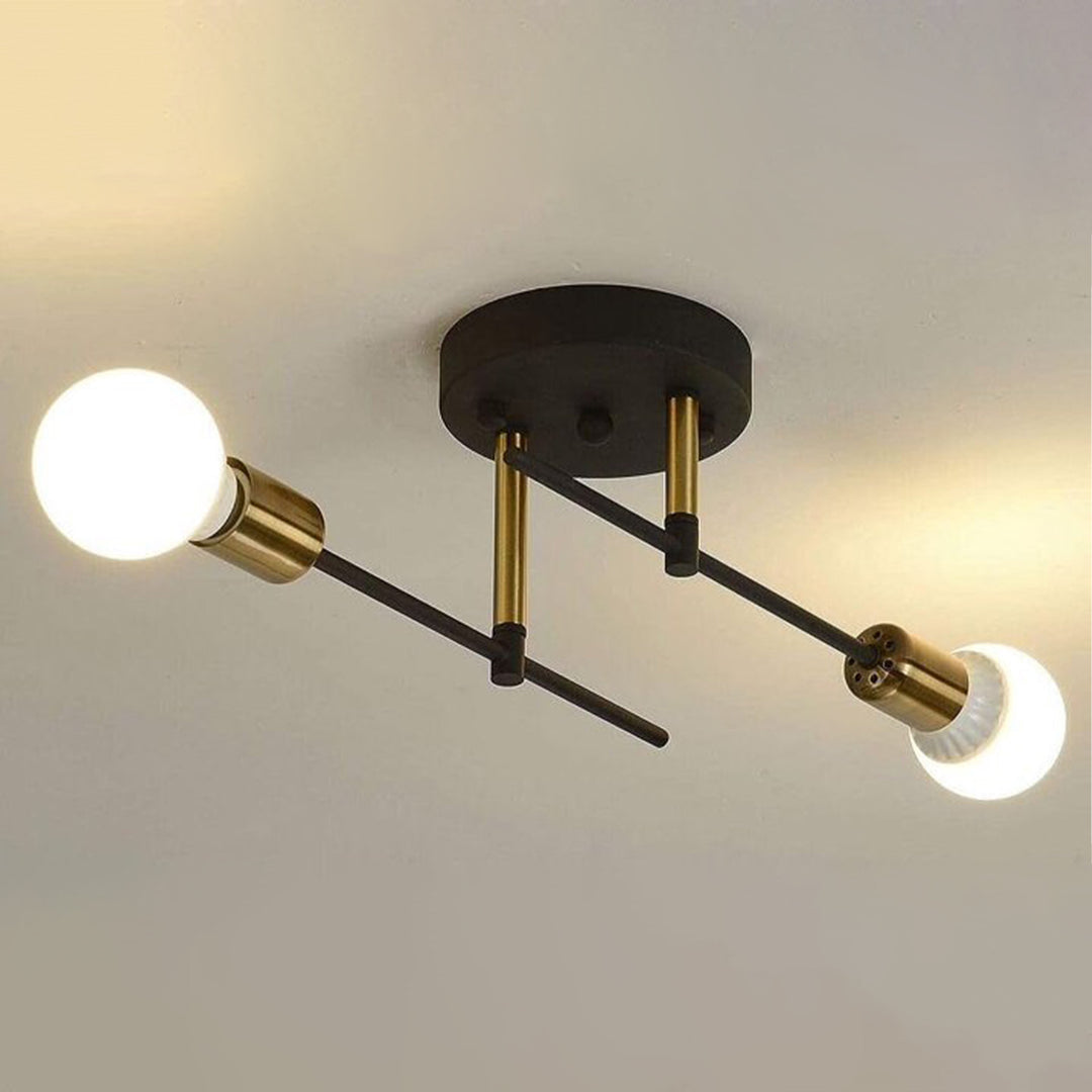 Modern Minimalist 2-Light Simple Linear Semi Flush Mount