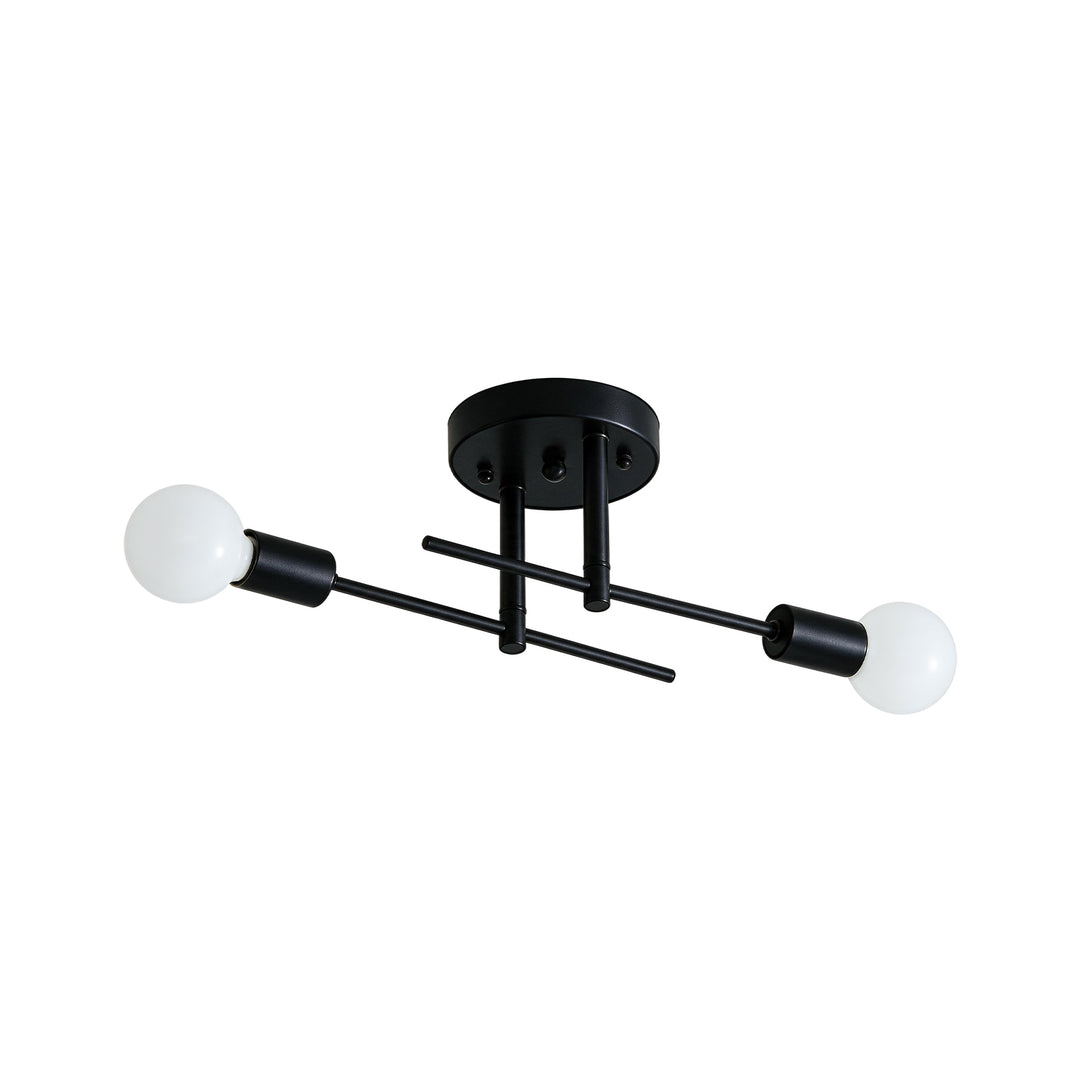 Modern Minimalist 2-Light Simple Linear Semi Flush Mount