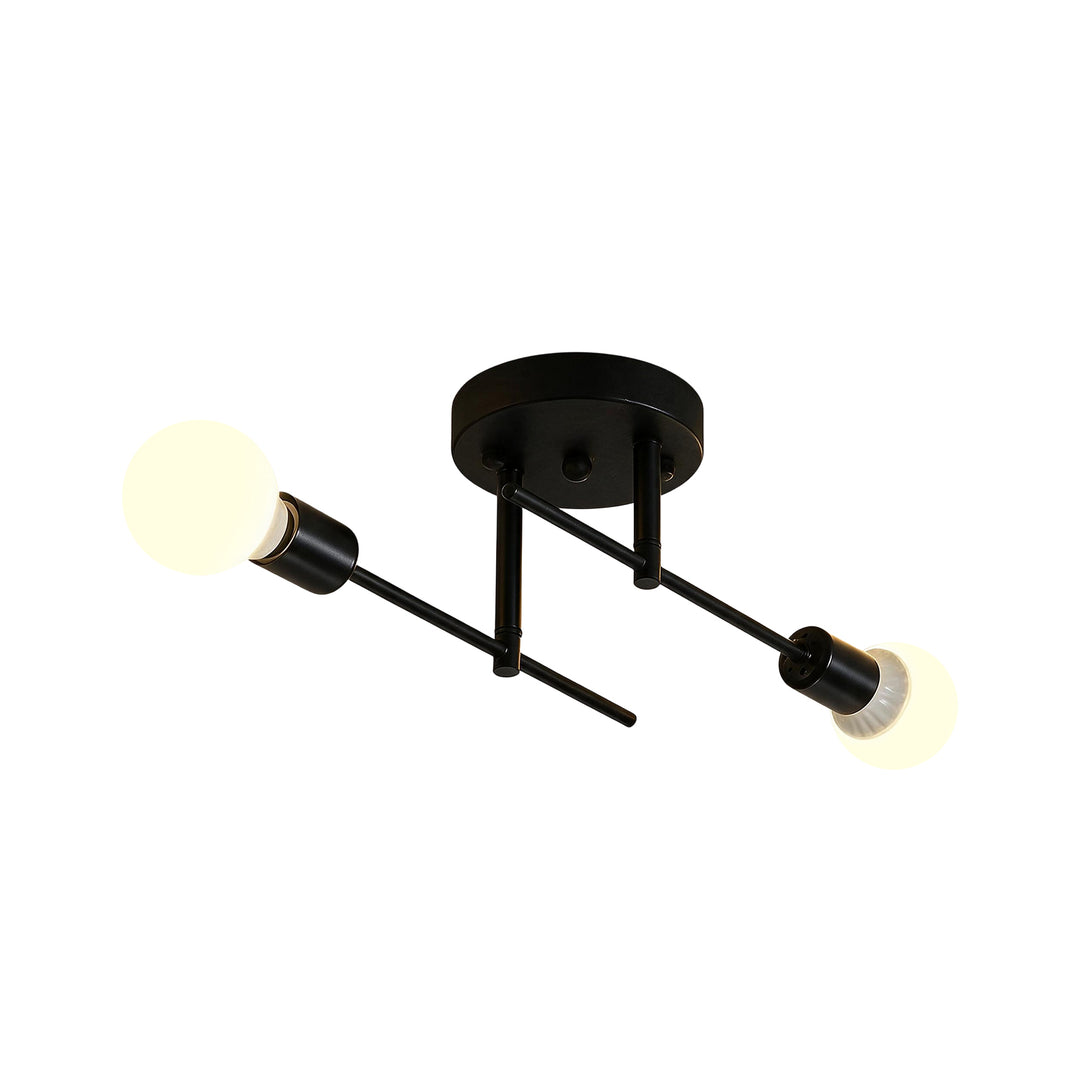 Modern Minimalist 2-Light Simple Linear Semi Flush Mount