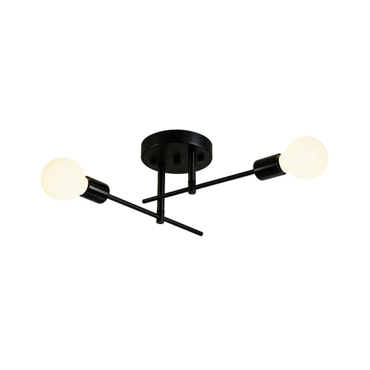 Modern Minimalist 2-Light Simple Linear Semi Flush Mount