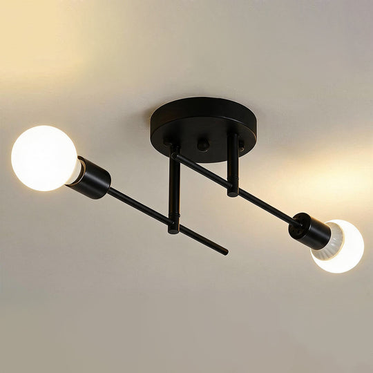 Modern Minimalist 2-Light Simple Linear Semi Flush Mount