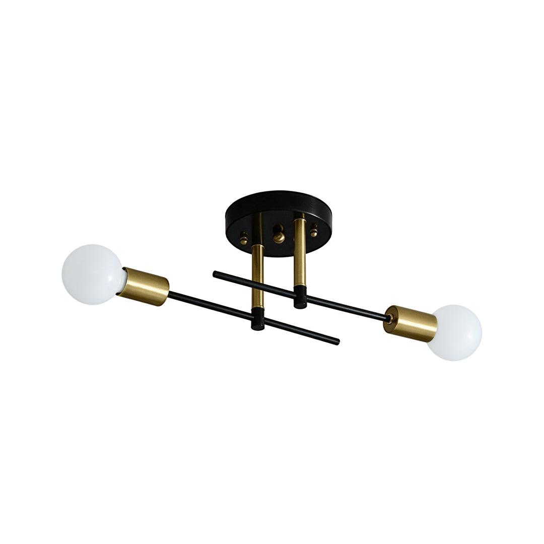 Modern Minimalist 2-Light Simple Linear Semi Flush Mount