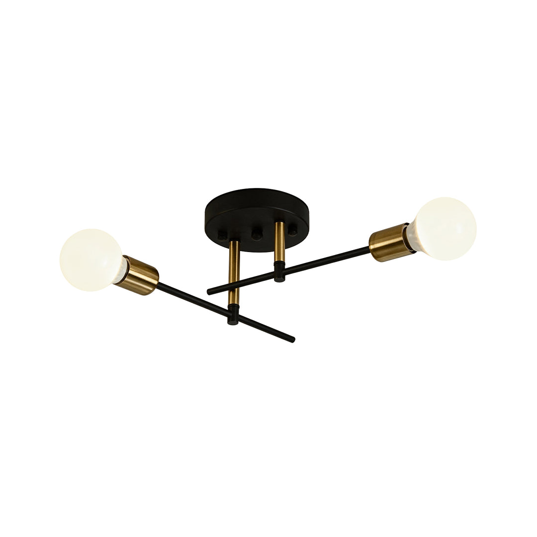 Modern Minimalist 2-Light Simple Linear Semi Flush Mount