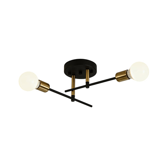 Modern Minimalist 2-Light Simple Linear Semi Flush Mount