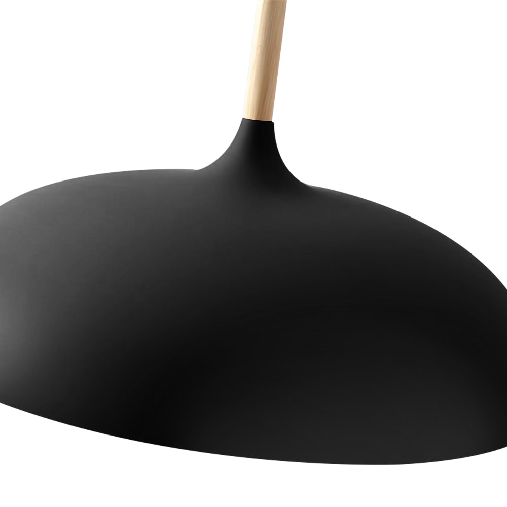 Modern Nordic 1-Light Wood Accents Wide Dome Pendant Light