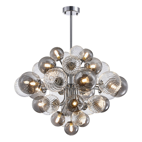 Modern Tiered Smoky Glass Bubble Chandelier