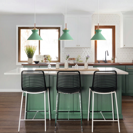 Nordic 1-Light Creamy Wood Accents Cone Pendant Light For Kitchen