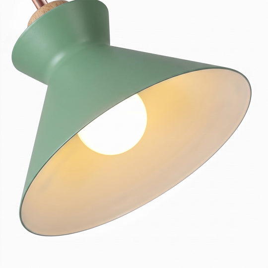 Nordic 1-Light Creamy Wood Accents Cone Pendant Light For Kitchen
