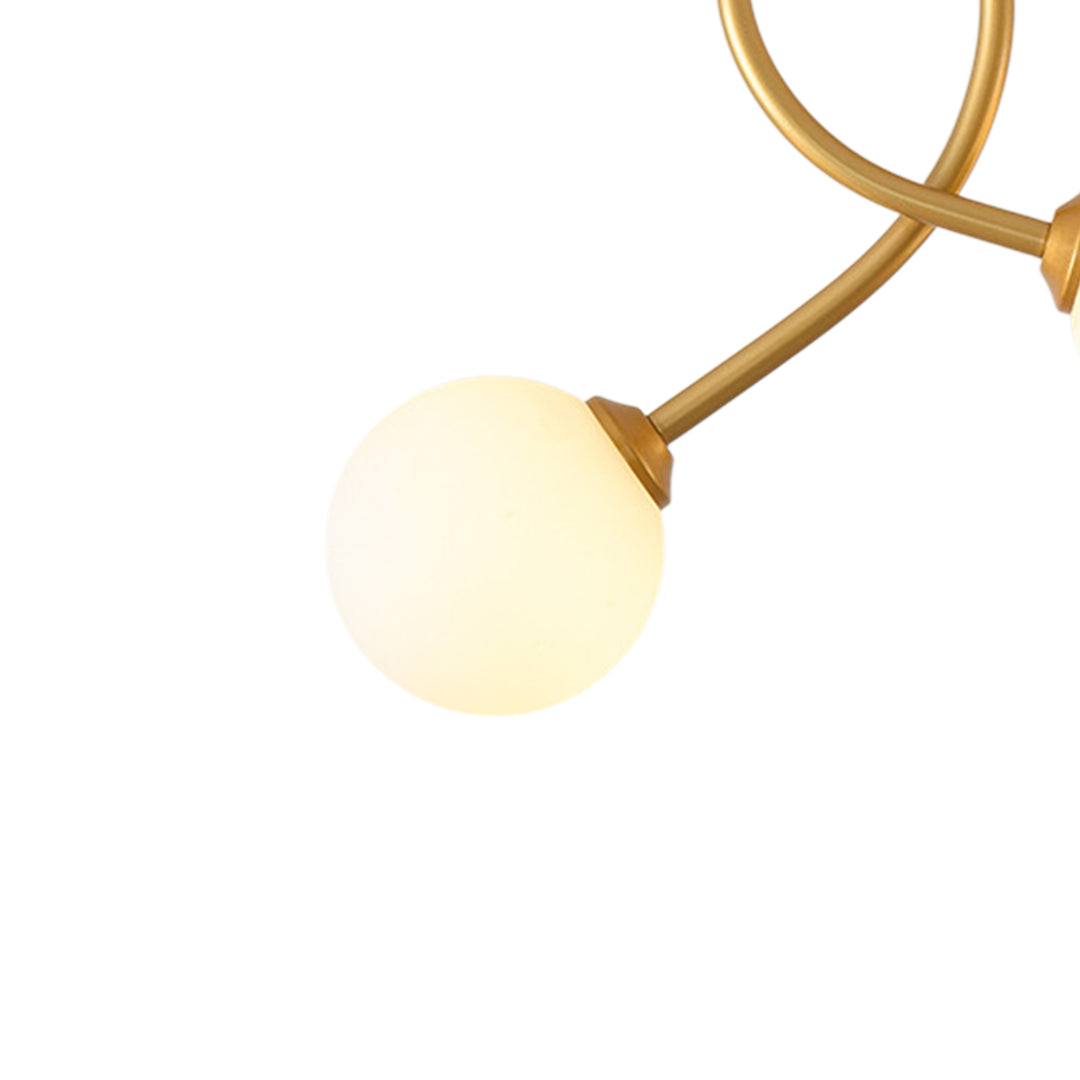 Nordic 2-Light Curved Creative Sphere Hallway Glass Semi Ceiling Light