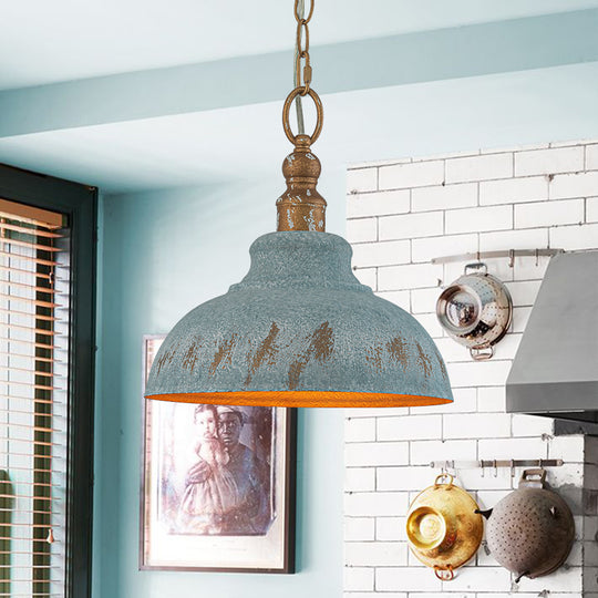 Retro 1-Light Handcrafted Paint Dome Pendant Light