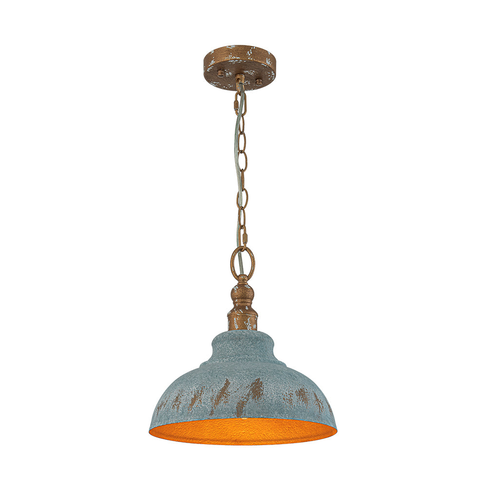 Retro 1-Light Handcrafted Paint Dome Pendant Light