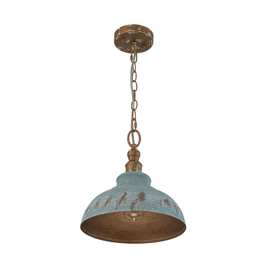 Retro 1-Light Handcrafted Paint Dome Pendant Light