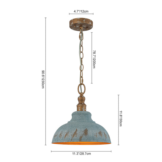 Retro 1-Light Handcrafted Paint Dome Pendant Light