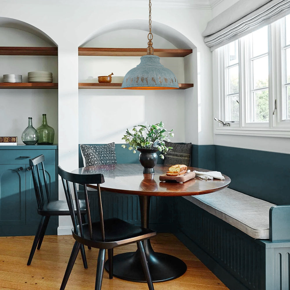 Retro 1-Light Handcrafted Paint Dome Pendant Light