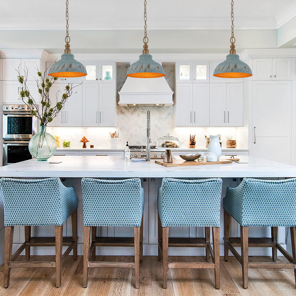 Retro 1-Light Handcrafted Paint Dome Pendant Light