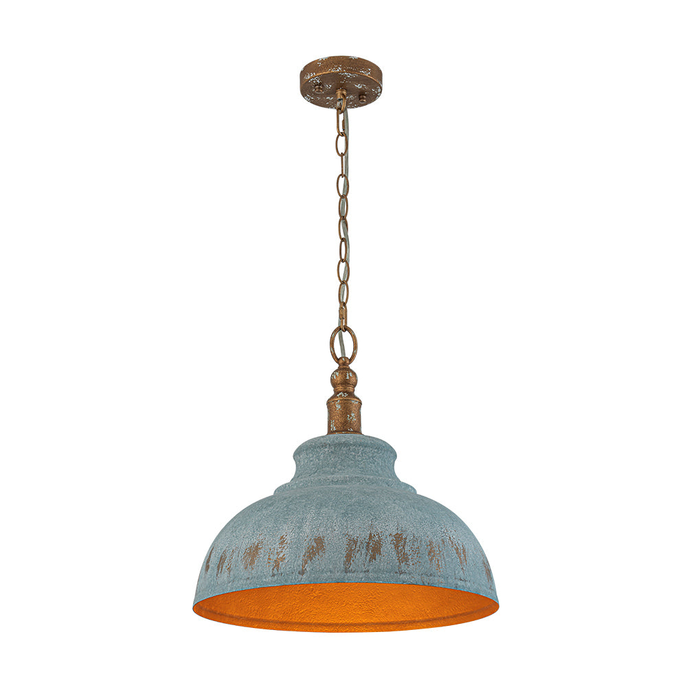 Retro 1-Light Handcrafted Paint Dome Pendant Light