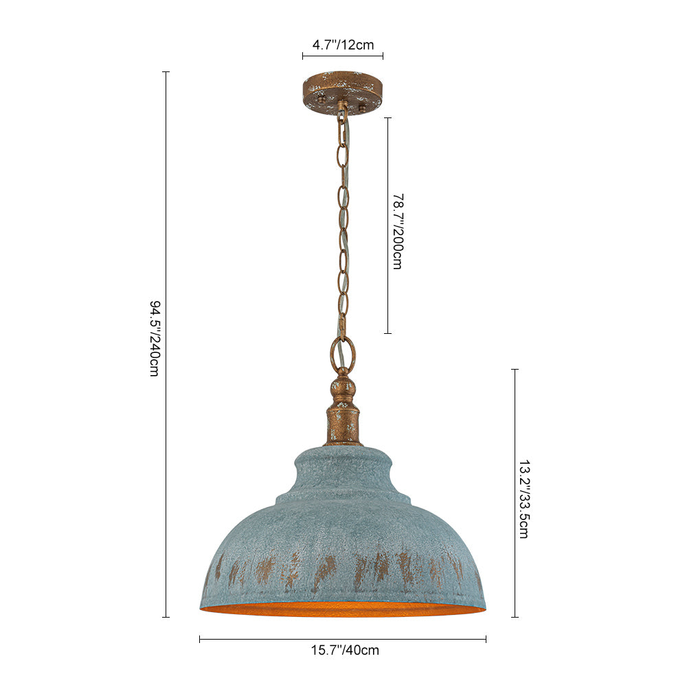 Retro 1-Light Handcrafted Paint Dome Pendant Light