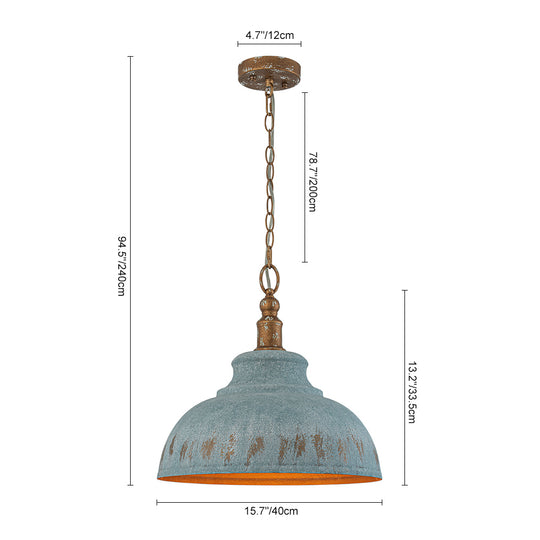 Retro 1-Light Handcrafted Paint Dome Pendant Light