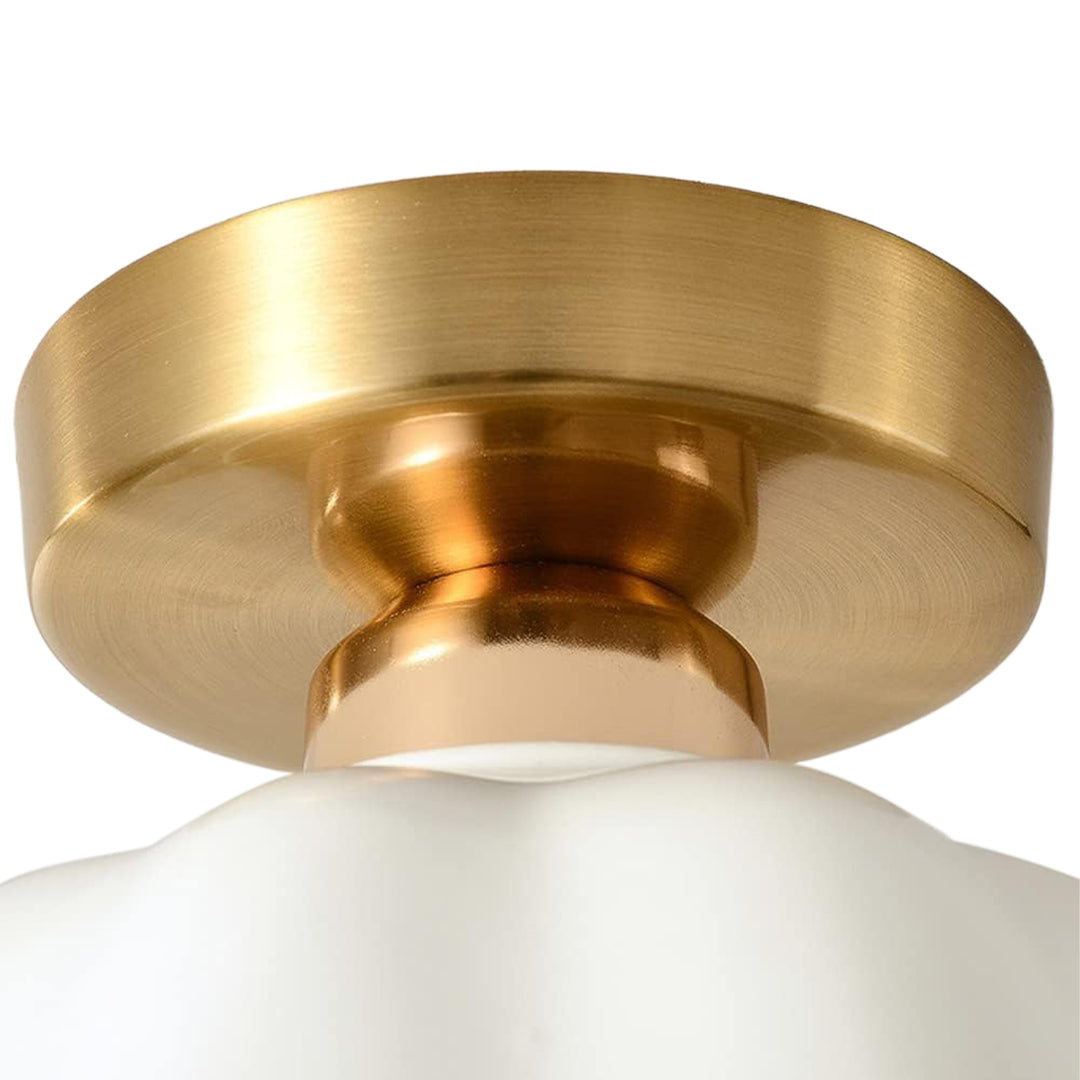 Retro Minimalist 1-Light Scalloped Flower White Ceramic Ceiling Light