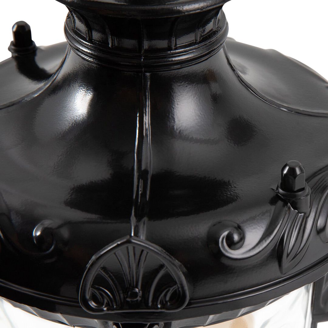 Traditional 1-Light Hammered Glass Lantern Shade Patio Outdoor Wall Light