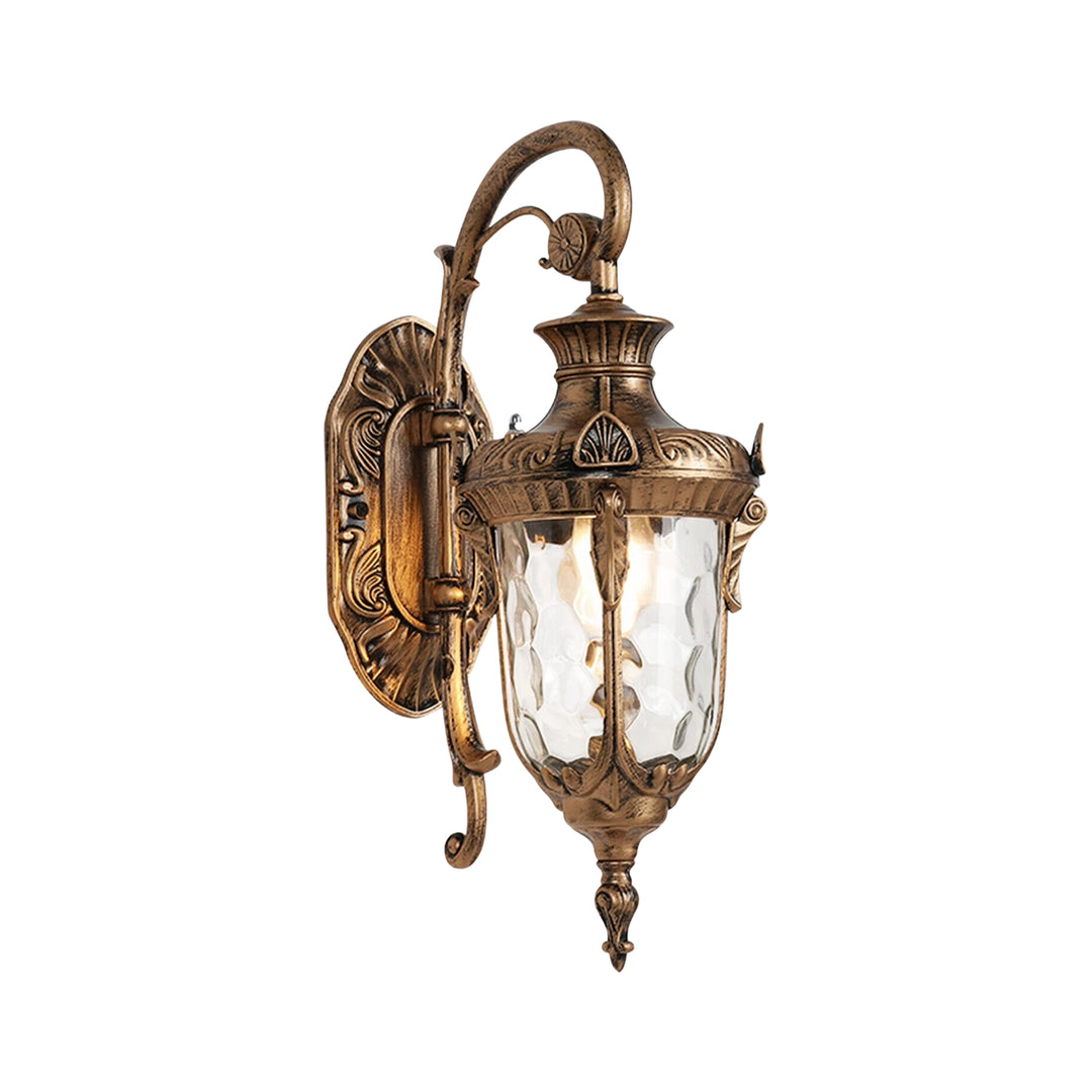 Traditional 1-Light Hammered Glass Lantern Shade Patio Outdoor Wall Light