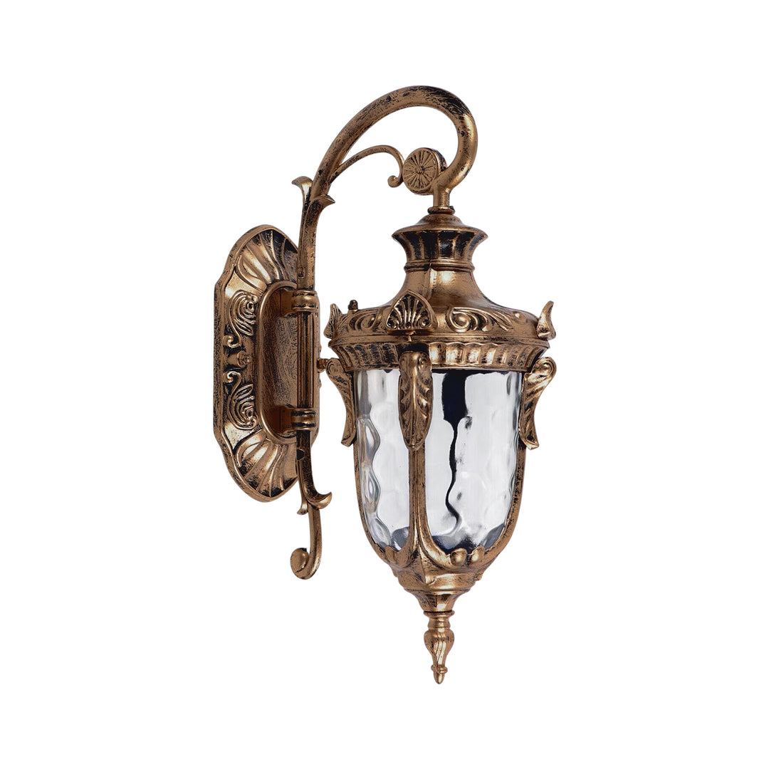 Traditional 1-Light Hammered Glass Lantern Shade Patio Outdoor Wall Light
