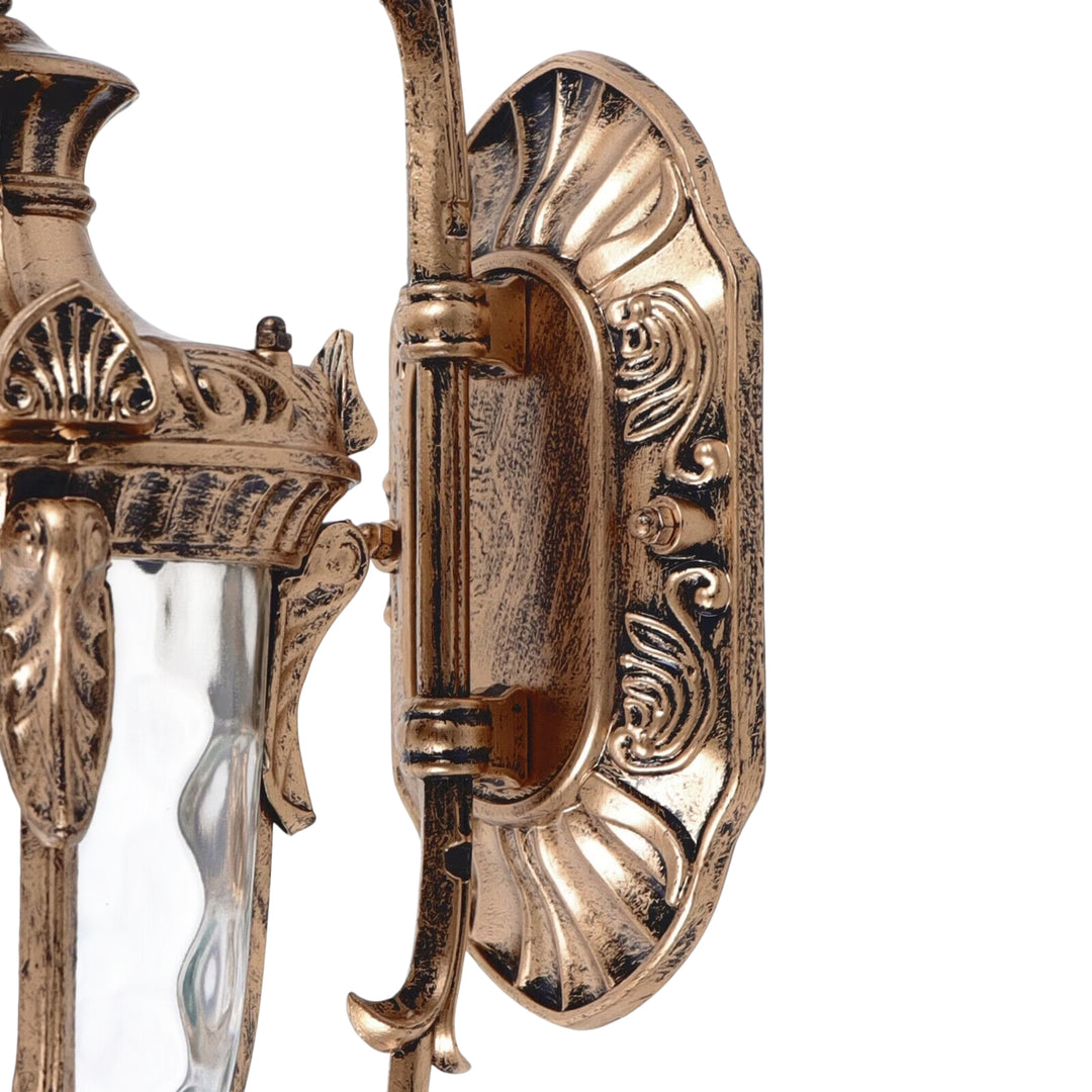 Traditional 1-Light Hammered Glass Lantern Shade Patio Outdoor Wall Light