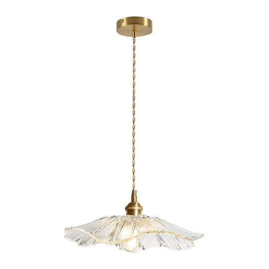 Traditional Vintage 1-Light Flower Inspired Lotus Glass Pendant Light