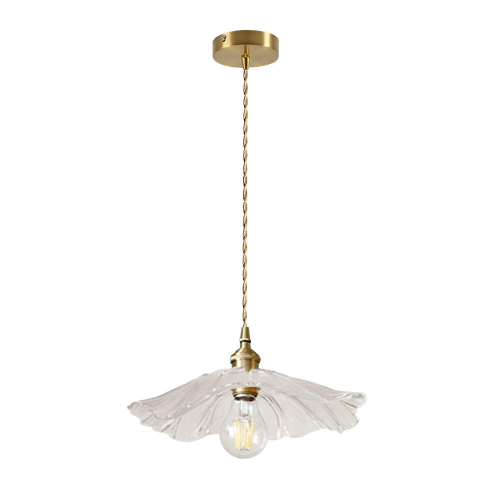 Traditional Vintage 1-Light Flower Inspired Lotus Glass Pendant Light