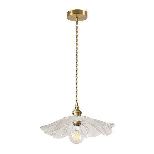 Traditional Vintage 1-Light Flower Inspired Lotus Glass Pendant Light