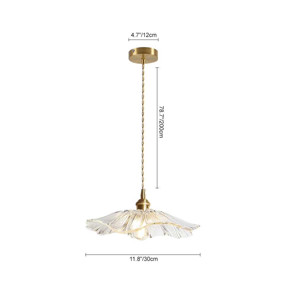 Traditional Vintage 1-Light Flower Inspired Lotus Glass Pendant Light
