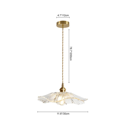 Traditional Vintage 1-Light Flower Inspired Lotus Glass Pendant Light
