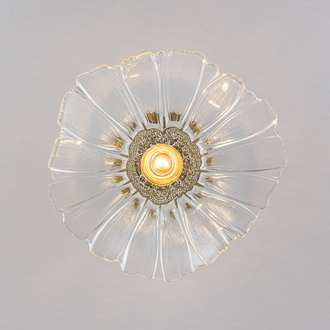 Traditional Vintage 1-Light Flower Lotus Leaf Glass Ceiling Light
