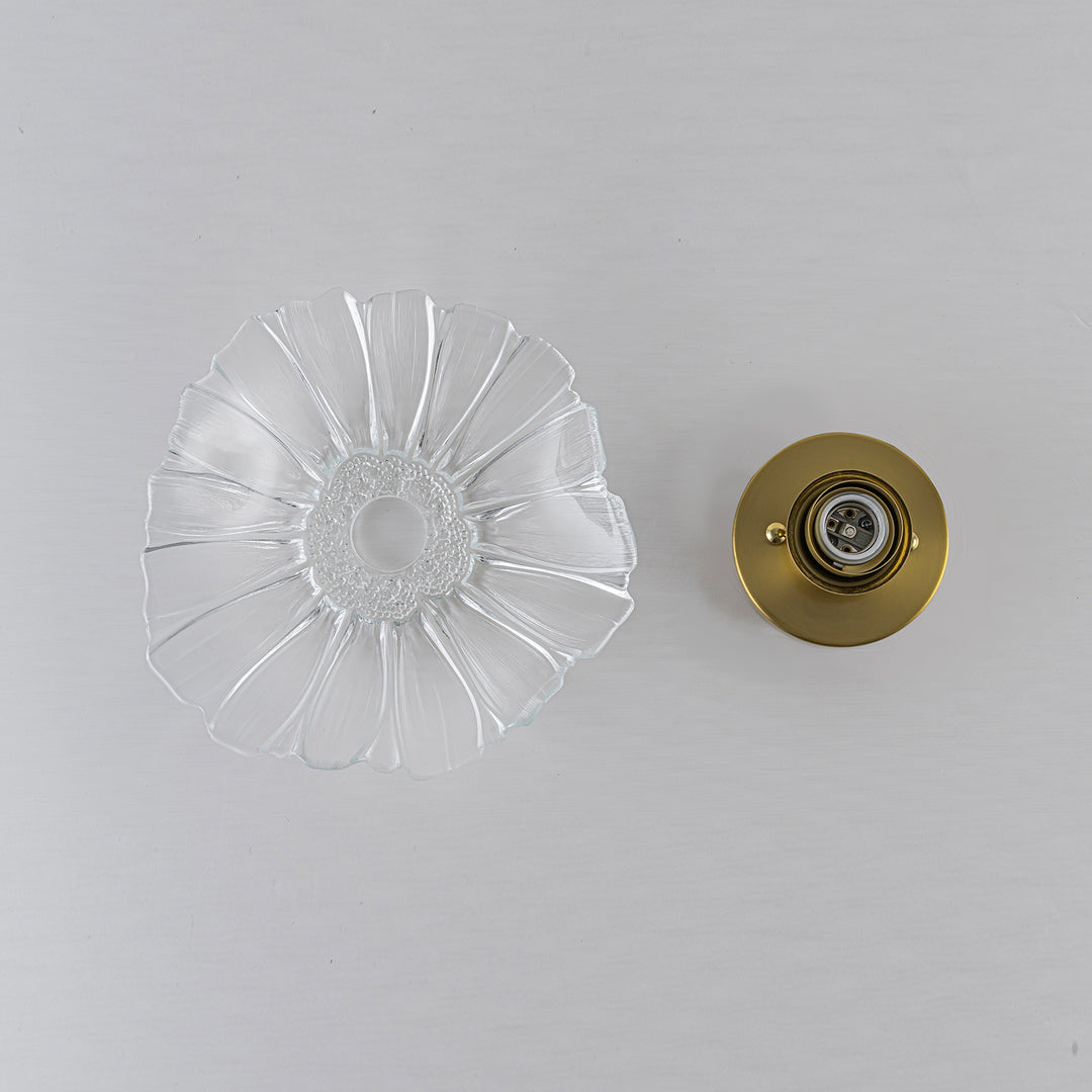 Traditional Vintage 1-Light Flower Lotus Leaf Glass Ceiling Light