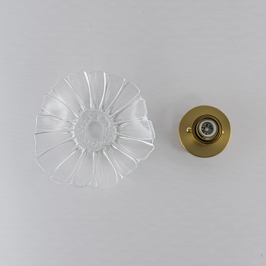 Traditional Vintage 1-Light Flower Lotus Leaf Glass Ceiling Light