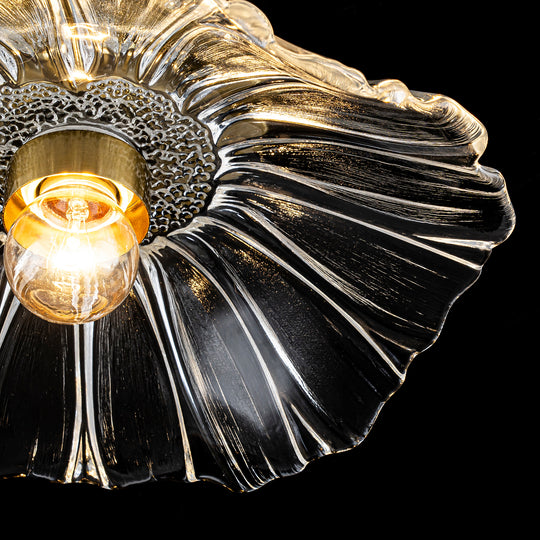 Traditional Vintage 1-Light Flower Lotus Leaf Glass Ceiling Light