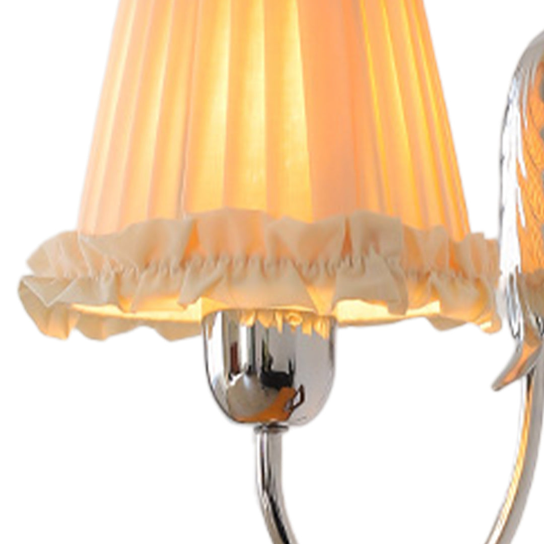 Vintage Elegant 1-Light Cone Ruffle Pleated Fabric Tapered Wall Light